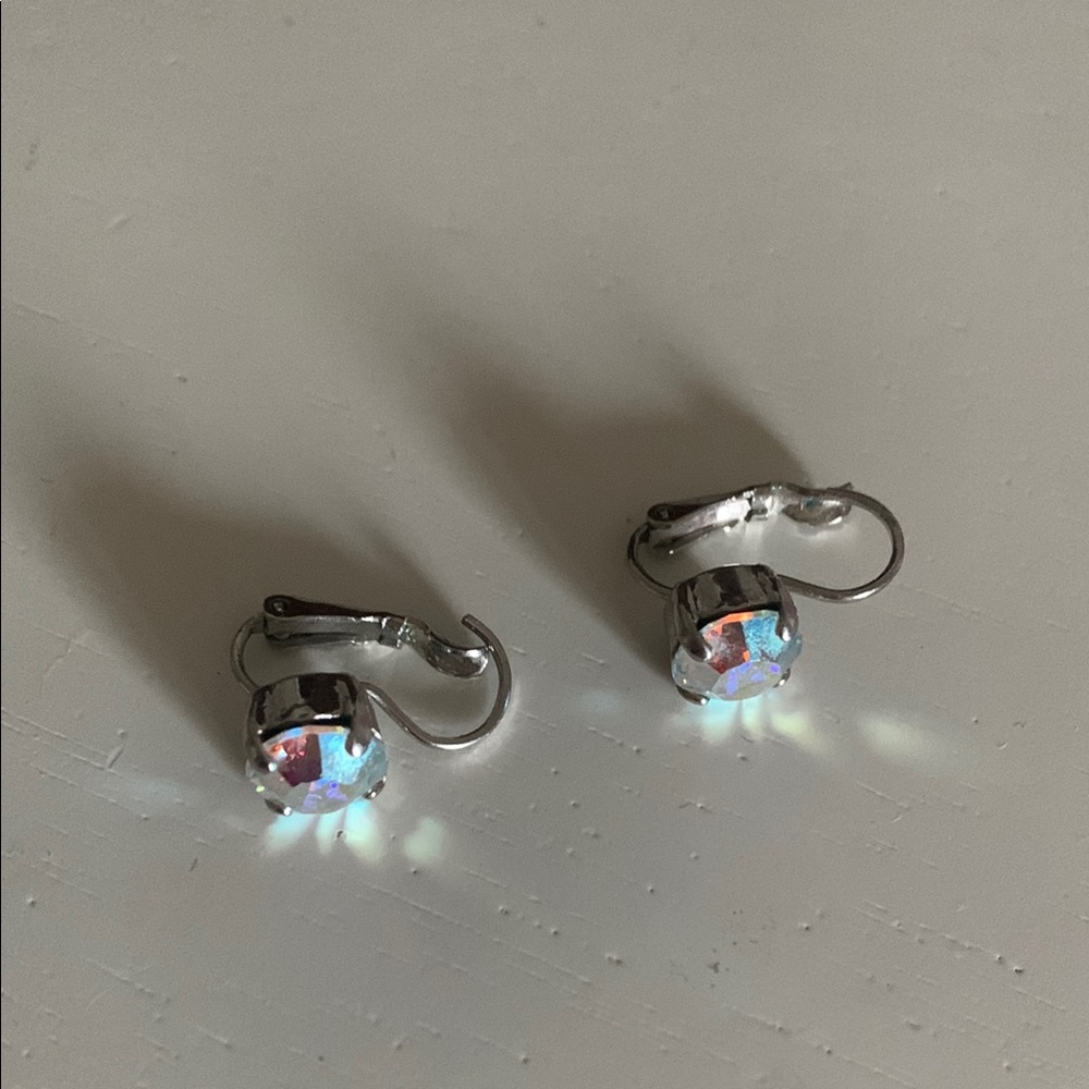 Sabika Silver Earrings with Iridescent Stones